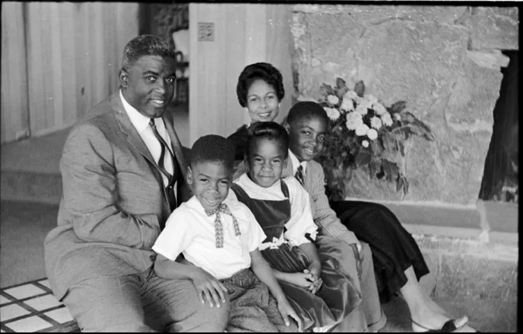 Jackie Robinson with wife Rachel and their children in the 1960s