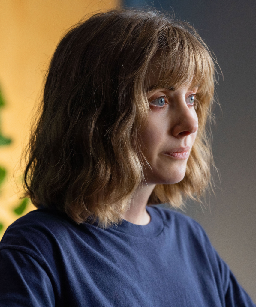 Alison Brie in a scene from the 2020 film Horse Girl.