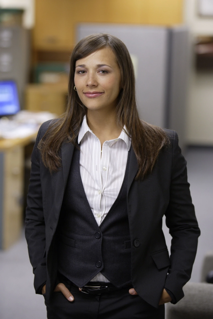 Rashida Jones as her character Karen Filippelli from the TV show The Office