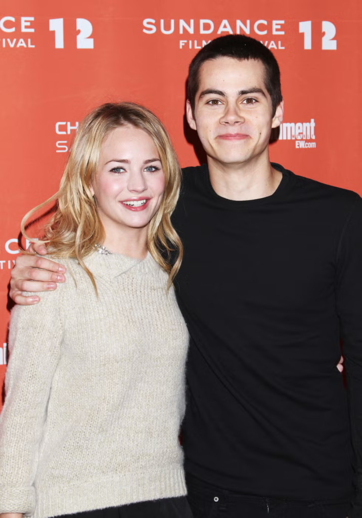 a younger Dylan O'Brien and Britt Robertson
