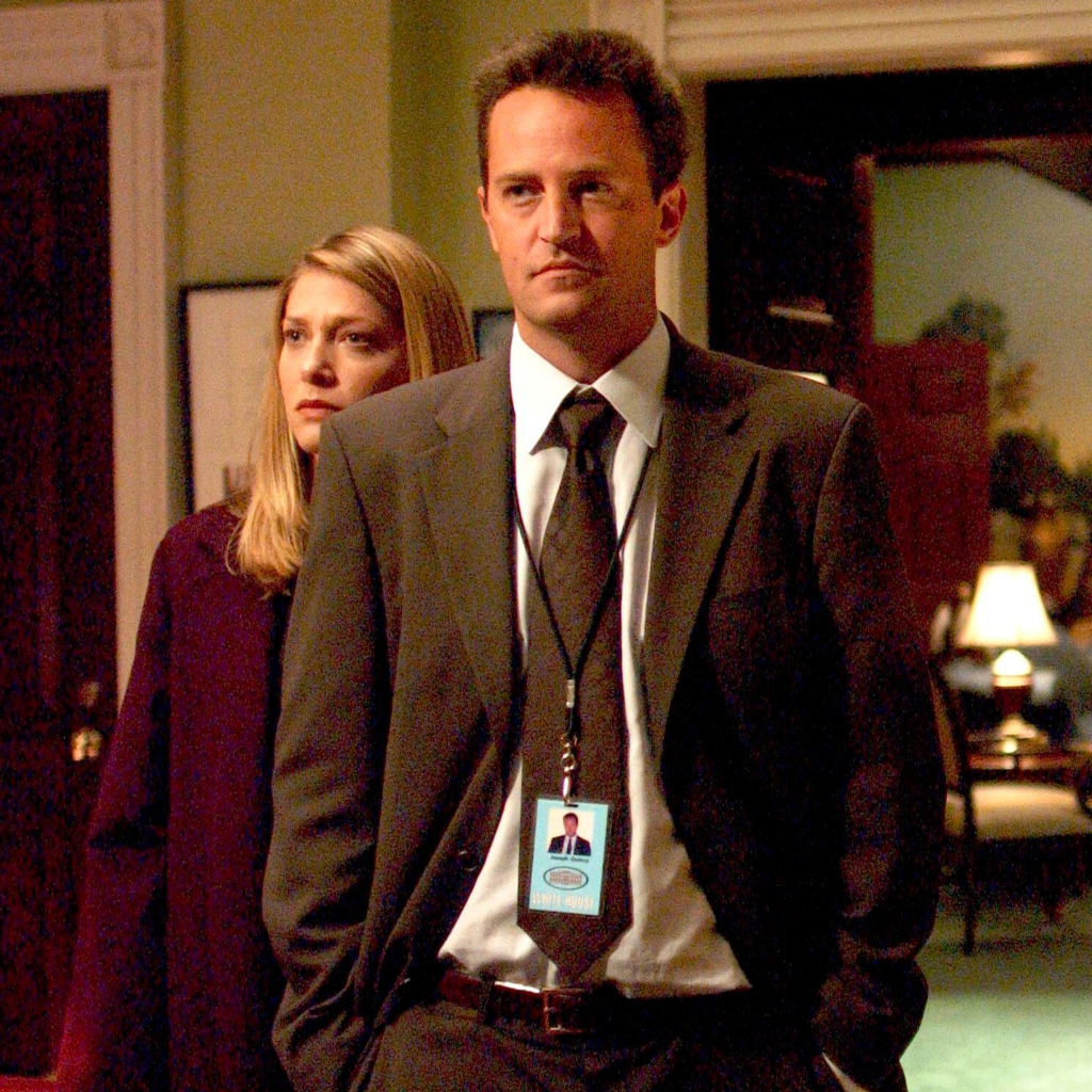 Matthew Perry in his recurring role as Associate White House Counsel Joe Quincy in the TV series The West Wing