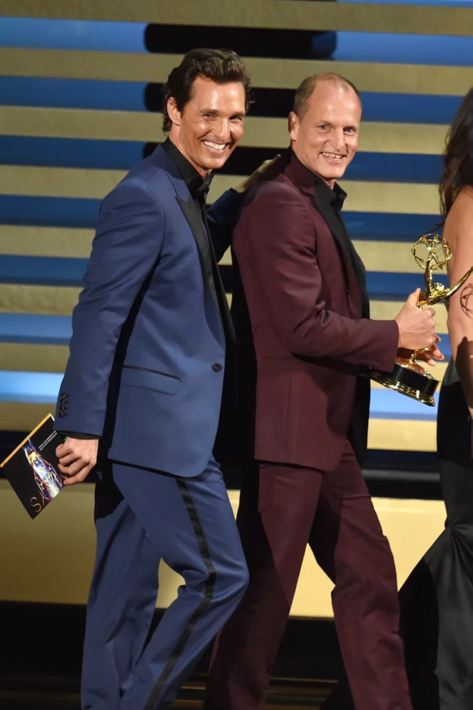 Matthew McConaughey and Woody Harrelson at the 66th Annual Primetime Emmy Awards in 2014