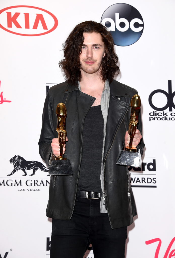 Hozier (Andrew Hozier-Byrne) posing in the press room after winning awards at the 2015 Billboard Music Awards