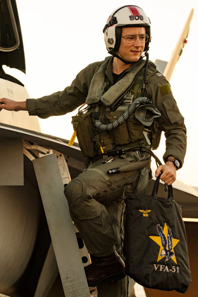Lewis Pullman in his role as Lieutenant Robert "Bob" Floyd in the film Top Gun: Maverick

