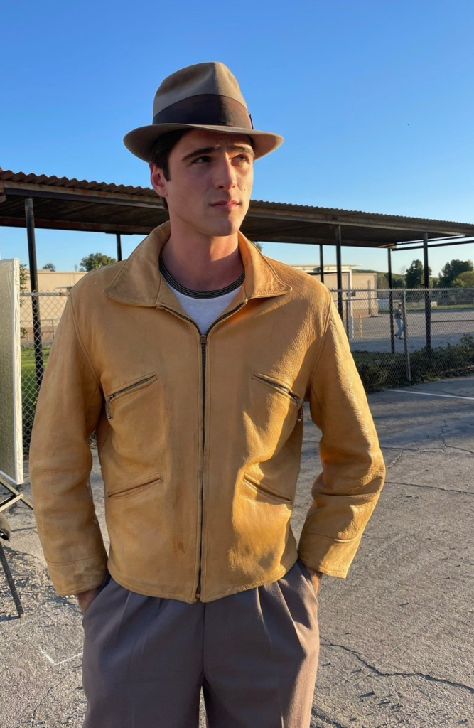 Jacob Elordi on the set of the film On Swift Horses.