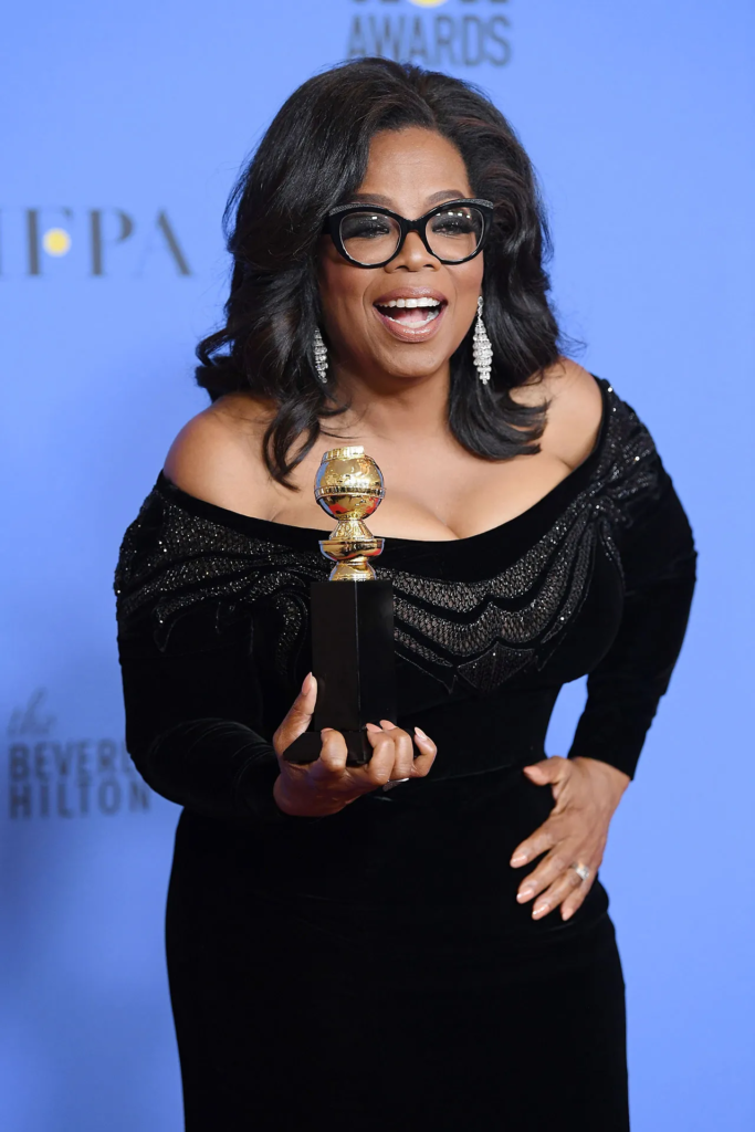 Oprah Winfrey receiving her Golden Globe Award