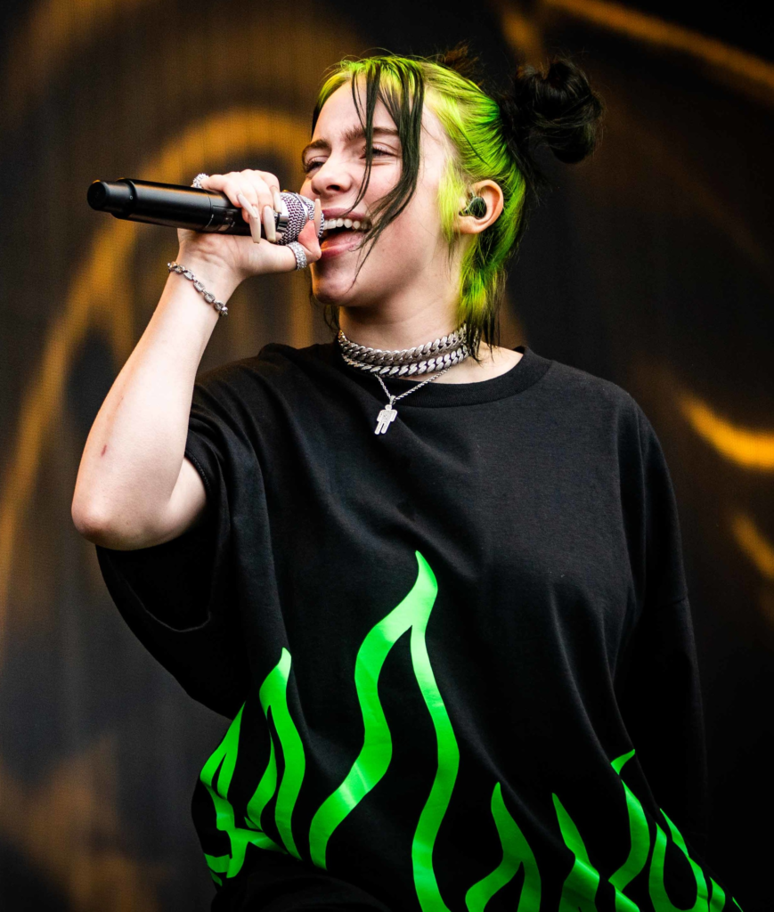 Billie Eilish performing on stage at the Pukkelpop festival in 2019
