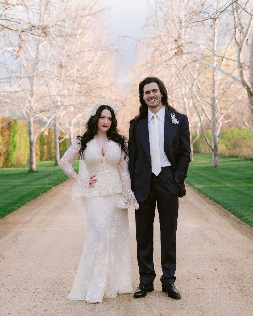 Kat Dennings and Andrew W.K. on their wedding day