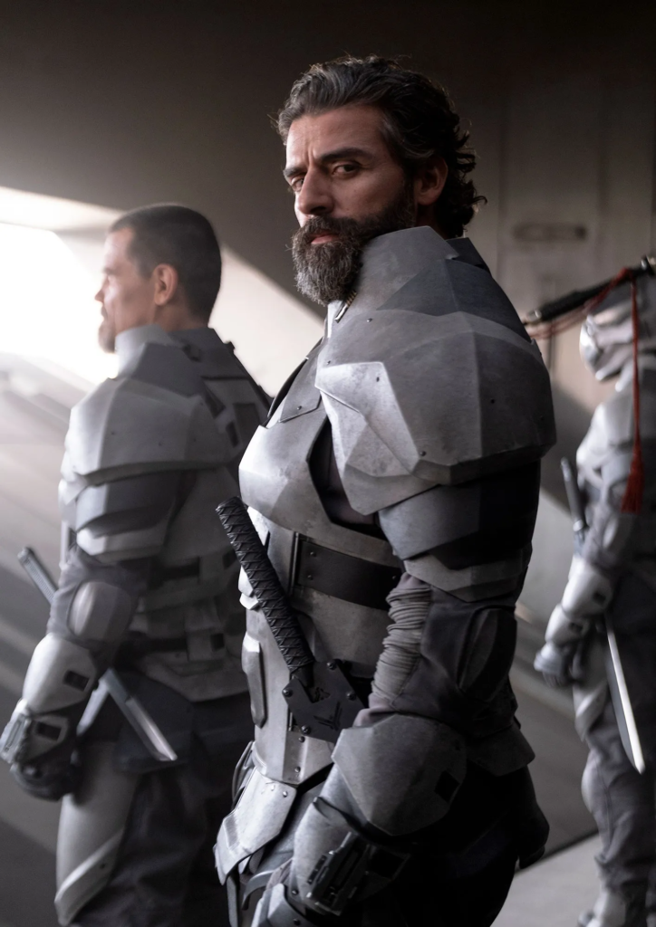 Oscar Isaac playing Duke Leto Atreides in the 2021 film Dune 
