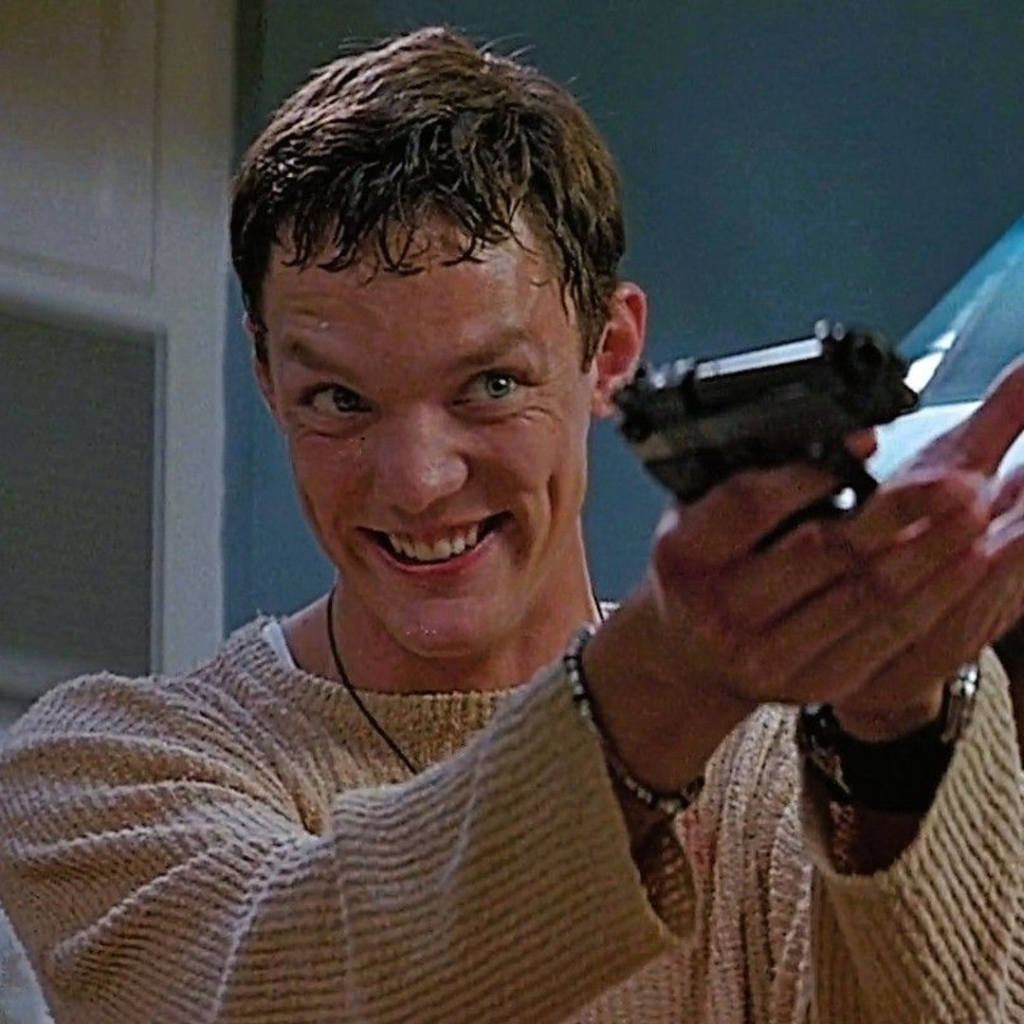 Matthew Lillard in his iconic role as Stu Macher from the original 1996 horror film Scream