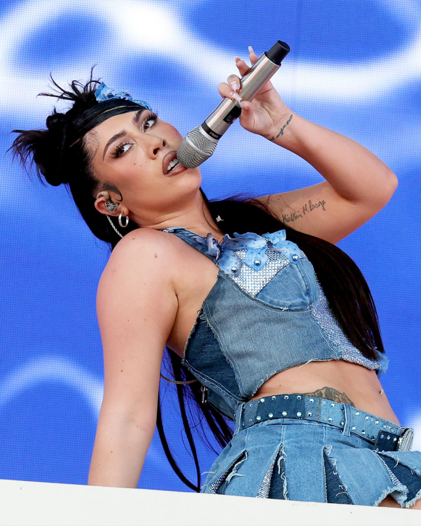 Kali Uchis performing on stage at the 2023 Coachella Valley Music and Arts Festival in California