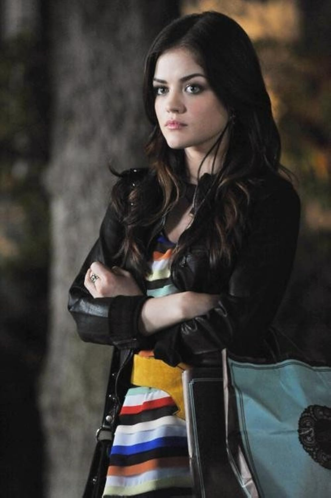 Lucy Hale in character as Aria Montgomery from the television show Pretty Little Liars