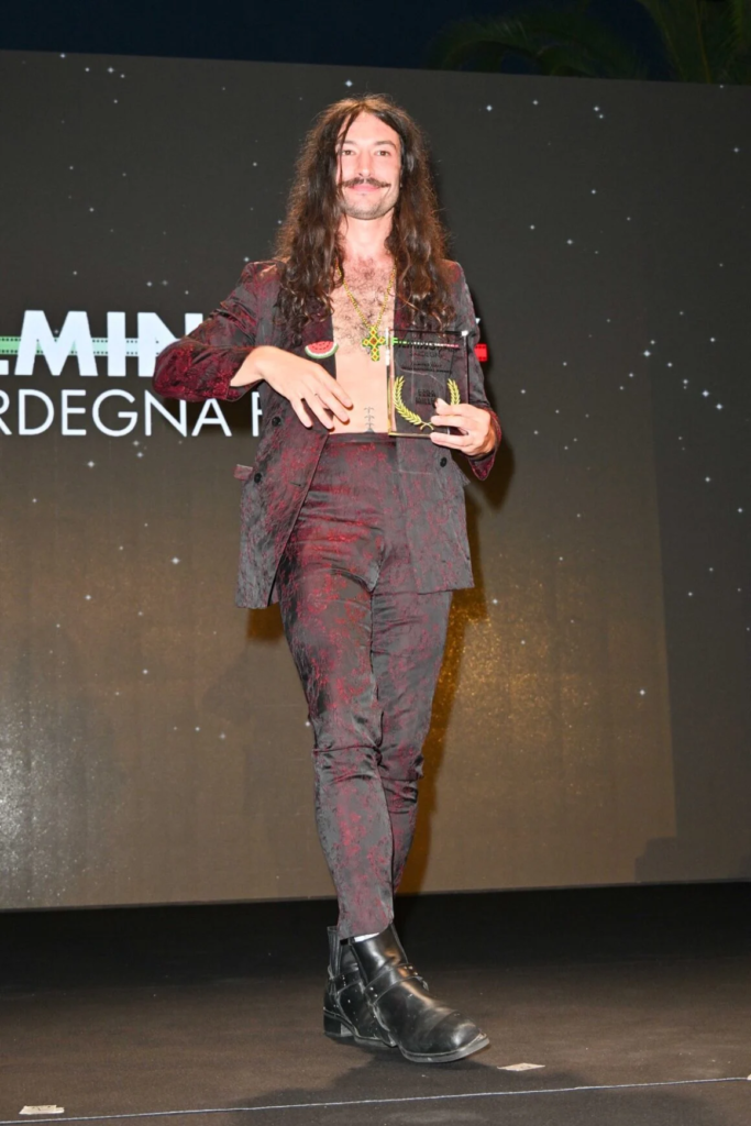 Ezra Miller making a rare public appearance at the Filming Italy Sardegna Festival in Italy on June 19, 2025