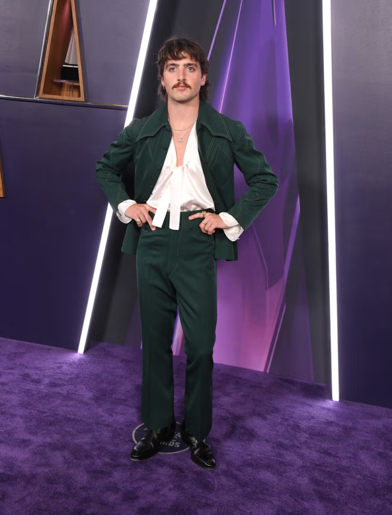 Benson Boone on the red carpet at the 2025 American Music Awards held at the Fontainebleau hotel in Las Vegas