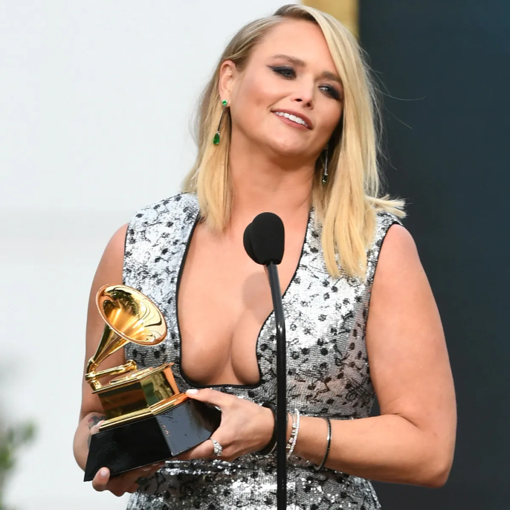 Miranda Lambert is pictured accepting the Best Country Album award for Wildcard at the 63rd Annual Grammy Awards