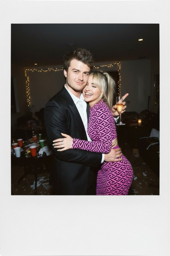 Joe Keery and Sabrina Carpenter hugging
