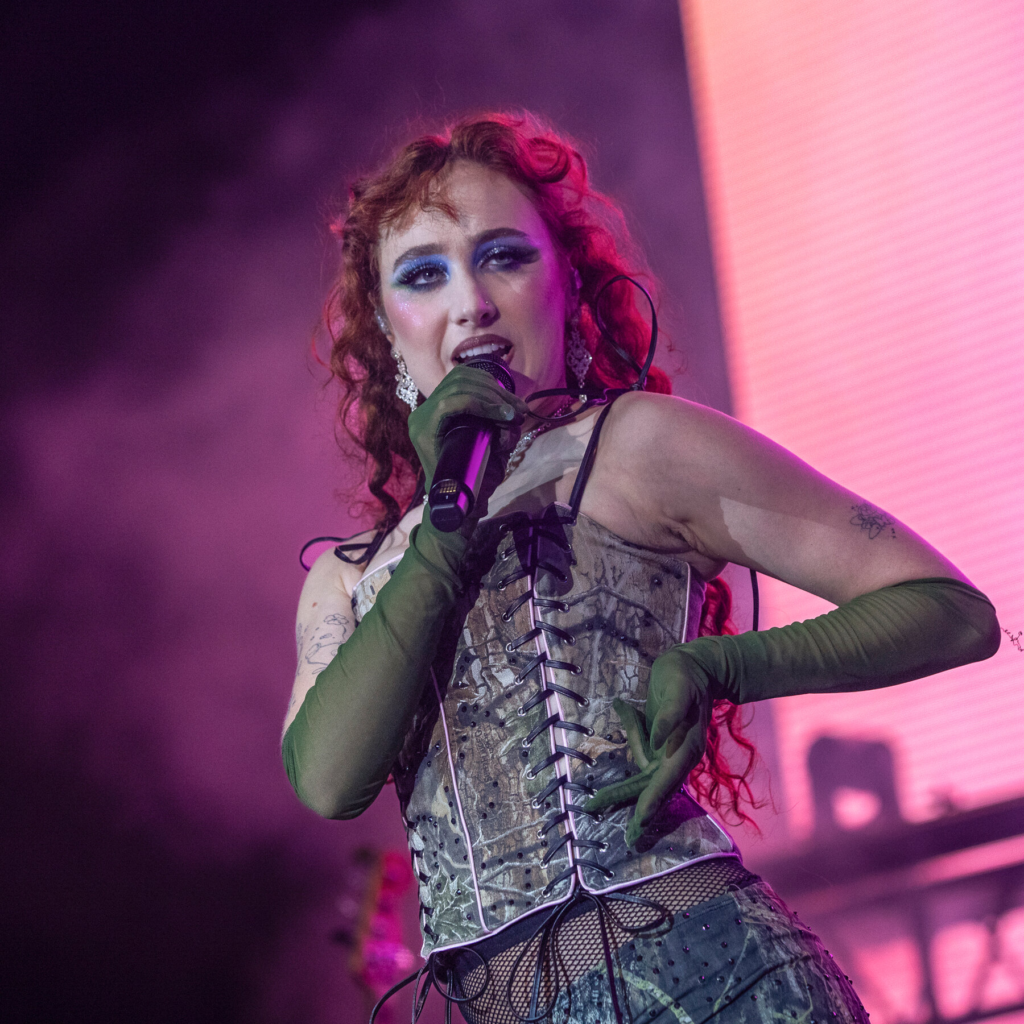 Chappell Roan performing live during her "Midwest Princess Tour" in Franklin, Tennessee