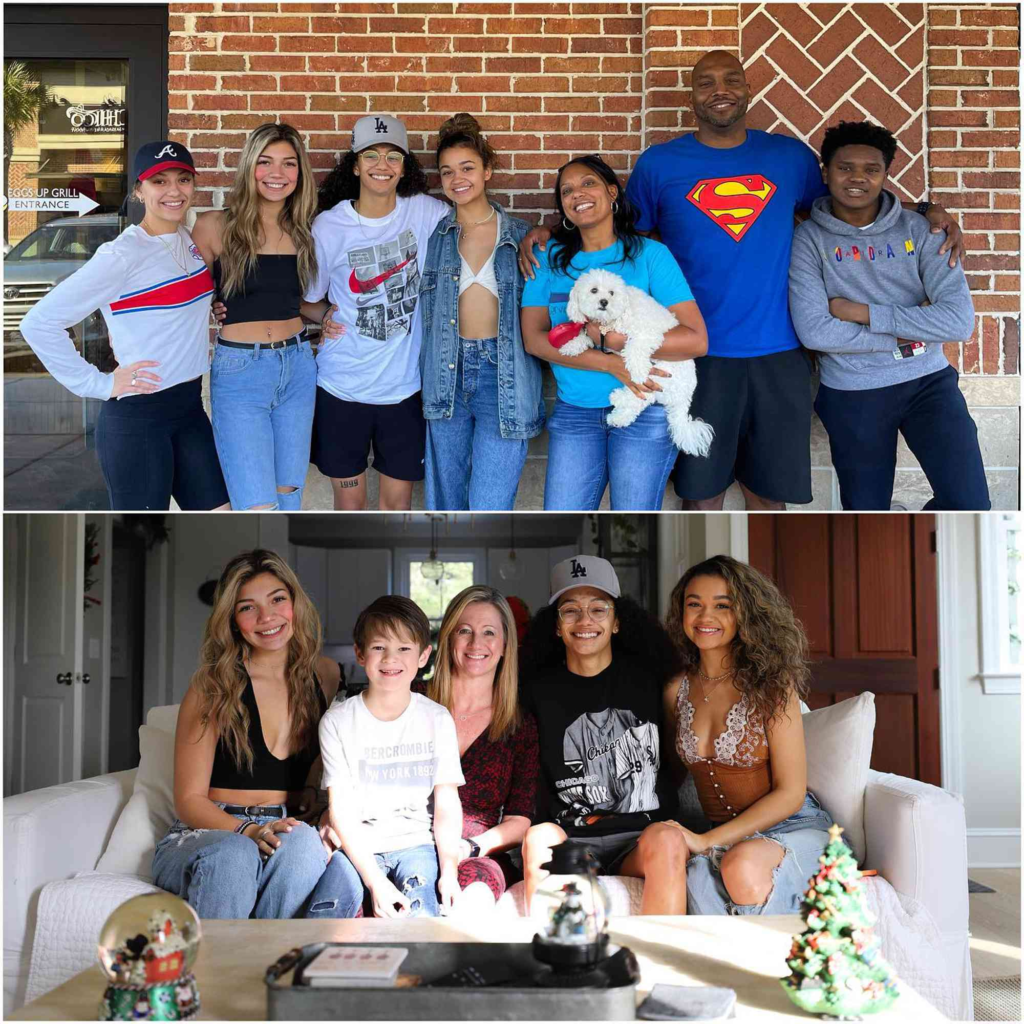 Madison Bailey and her partner, Mariah Linney, along with their family
