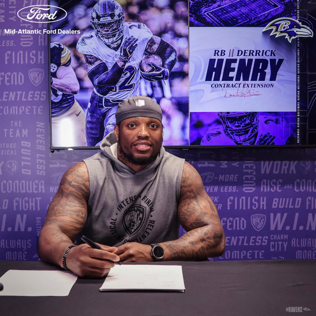 Baltimore Ravens running back, Derrick Henry signing a contract extension with the team