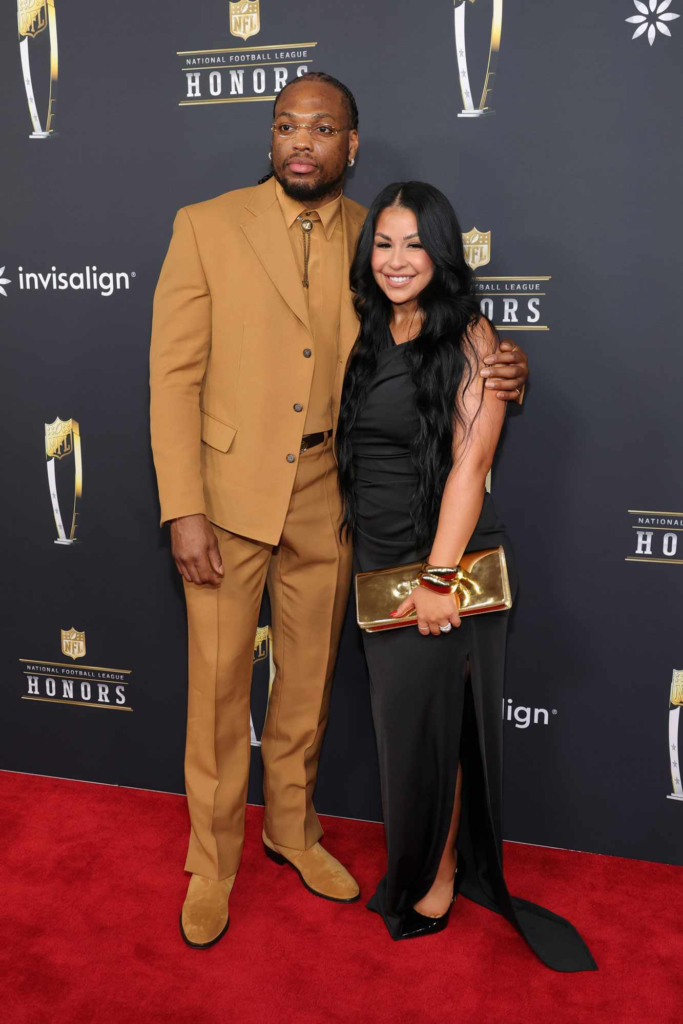 Derrick Henry and his partner Adrianna Rivas attending the 14th Annual NFL Honors in February 2025