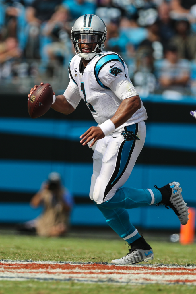 former NFL quarterback Cam Newton during his time with the Carolina Panthers