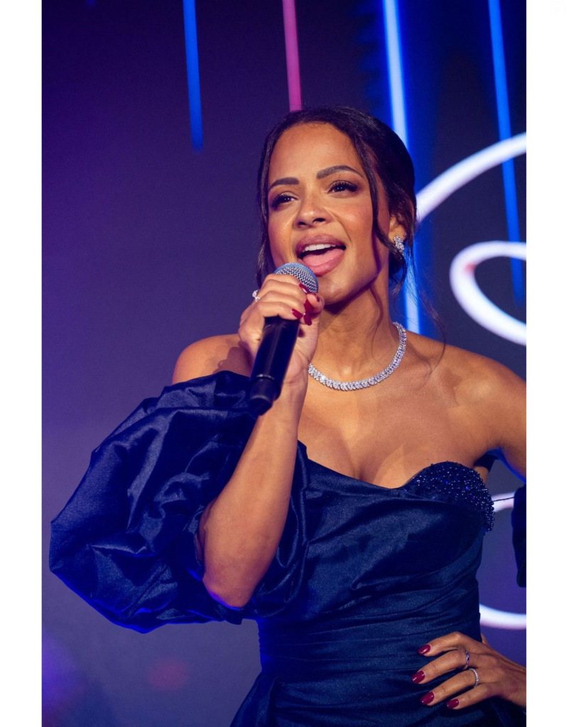 Christina Milian performing on stage at the Global Gift Foundation gala in London