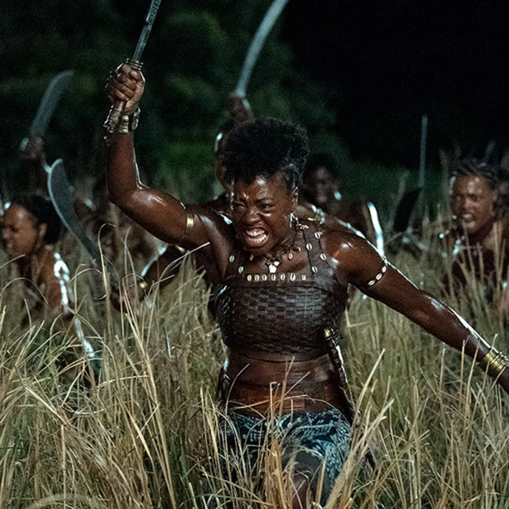 Viola Davis as General Nanisca in the 2022 historical epic film The Woman King