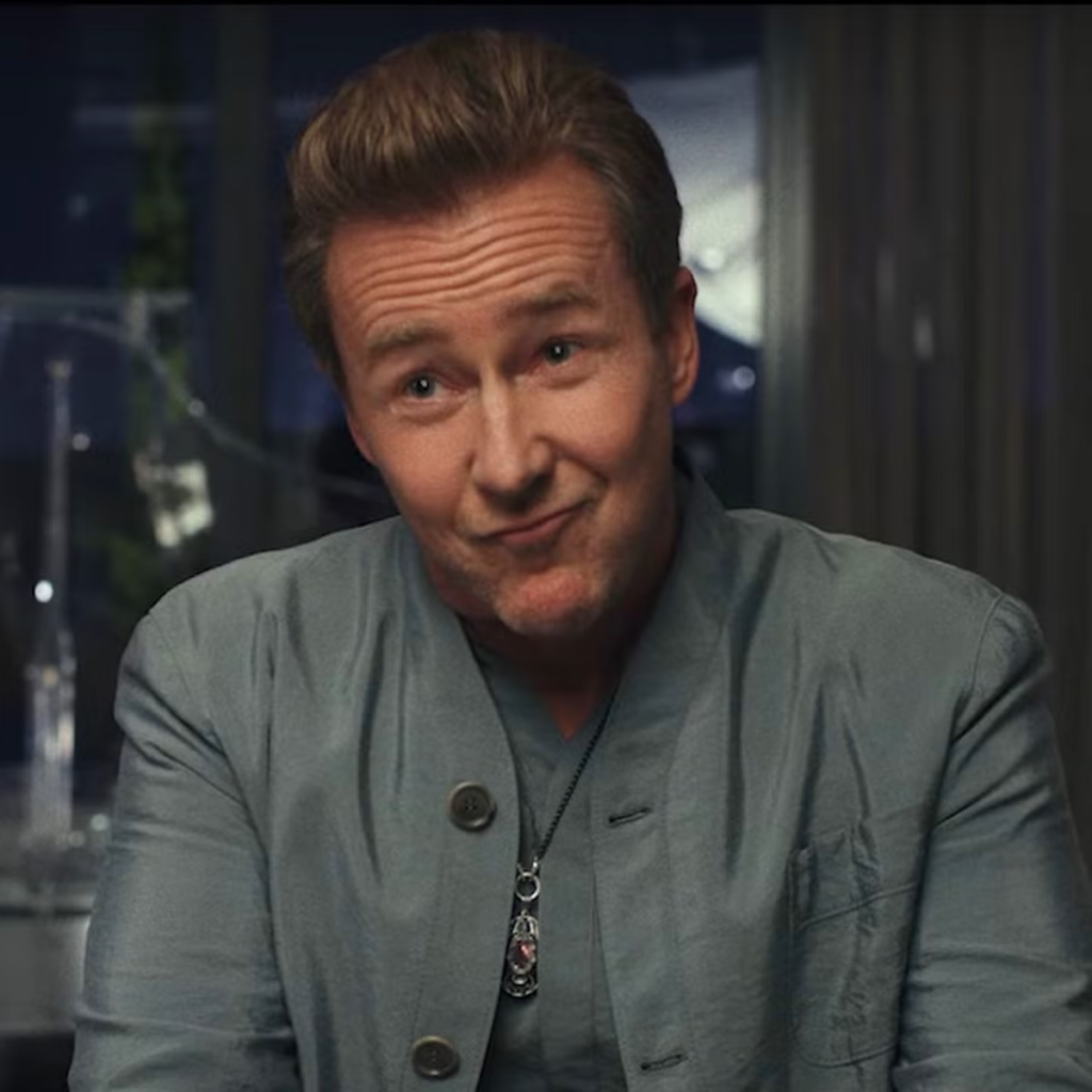 Edward Norton as Miles Bron in the 2022 film Glass Onion: A Knives Out Mystery