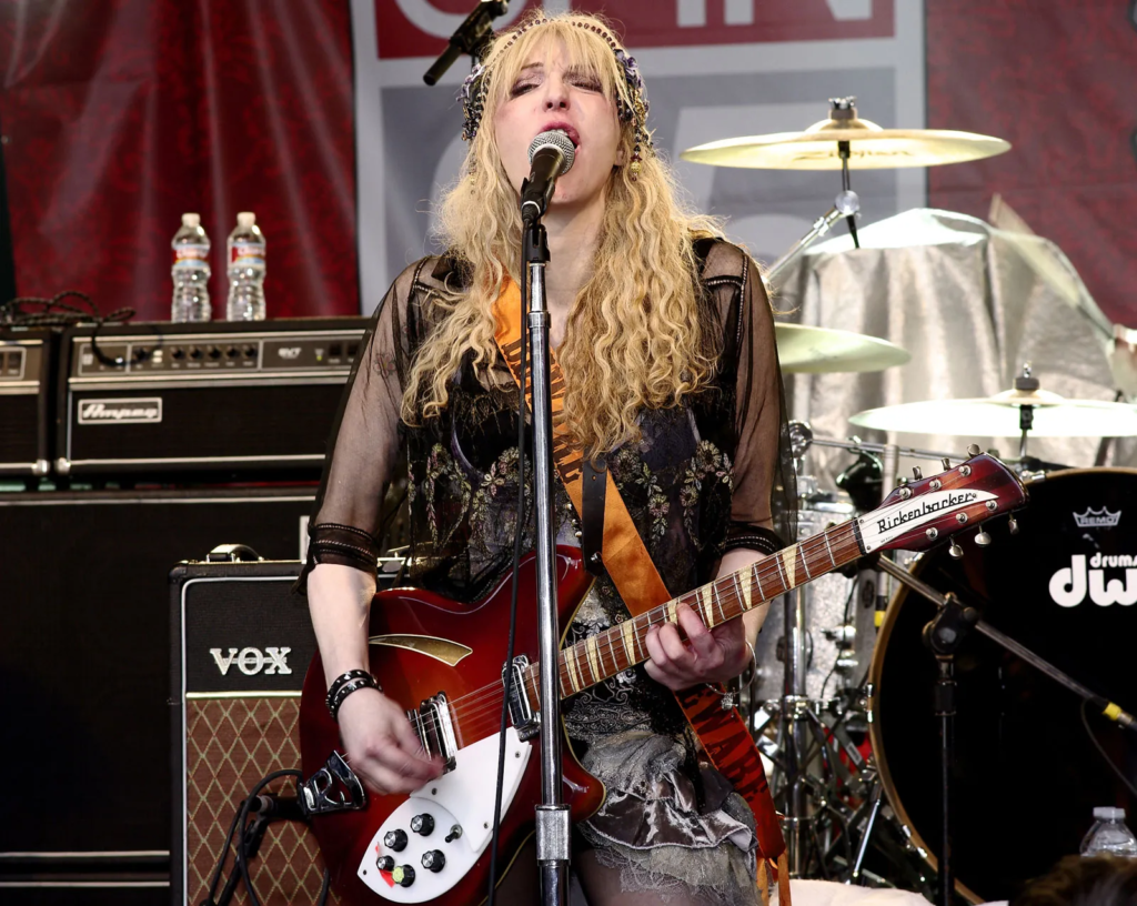 American musician and actress, Courtney Love performing live on stage