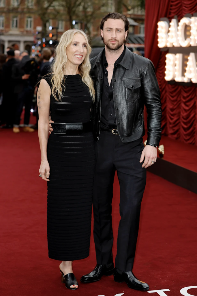 Sam Taylor-Johnson and actor Aaron Taylor-Johnson attending a red carpet premiere together