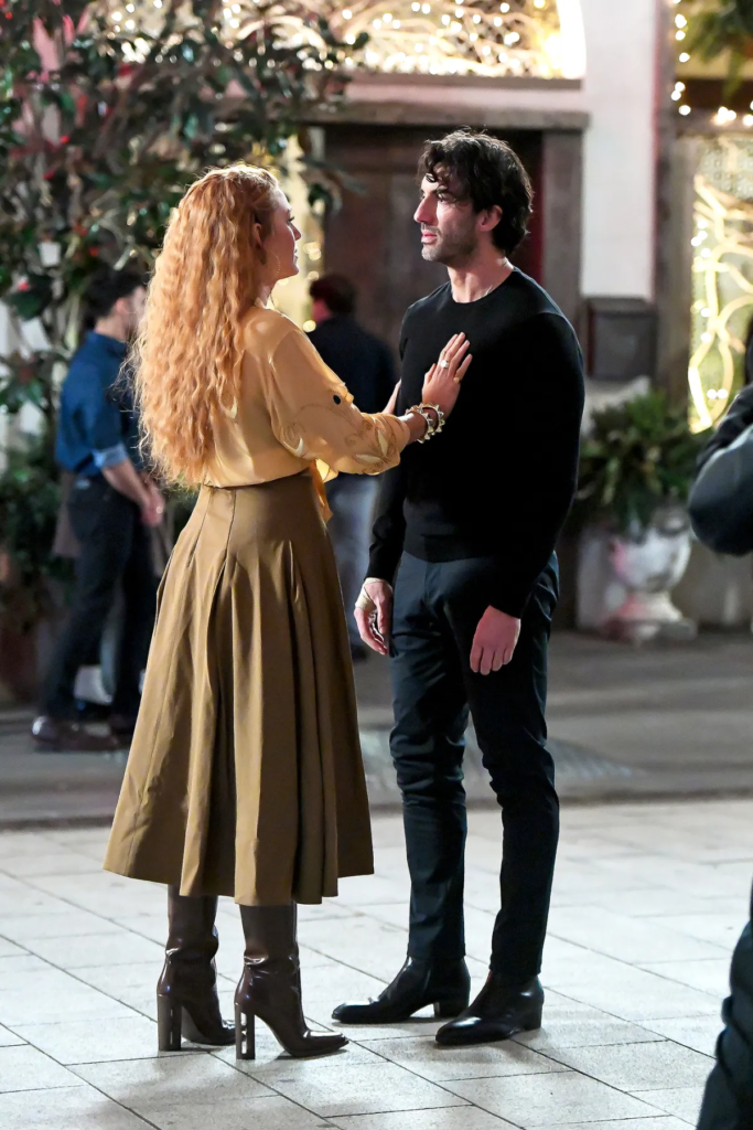 Blake Lively and Justin Baldoni on the set of the movie It Ends with Us