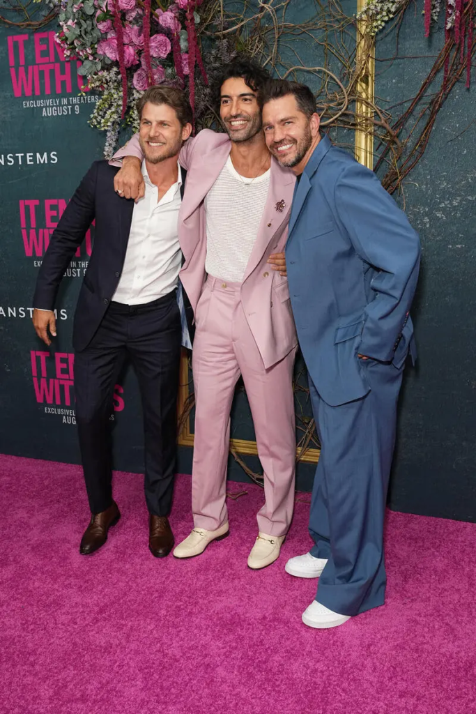Travis Van Winkle and Justin Baldoni alongside Andy Grammer at the It Ends With Us world premiere in New York City on August 6, 2024