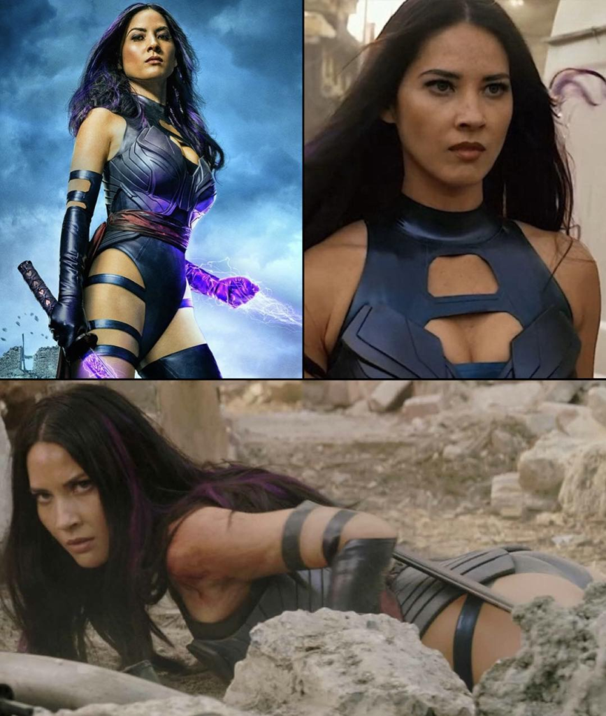 Olivia Munn in her role as the mutant Psylocke (Betsy Braddock) in the 2016 film X-Men: Apocalypse