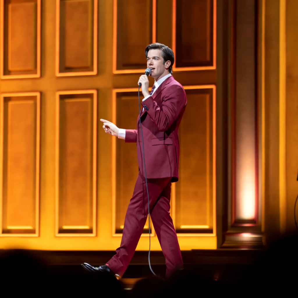 John Mulaney performing in his Netflix special, John Mulaney: Baby J