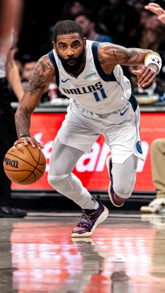 NBA star Kyrie Irving playing for the Dallas Mavericks