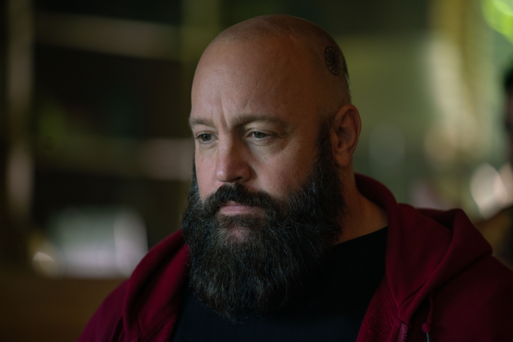 Kevin James in a special role as the character Dominic in the 2020 action-thriller film Becky