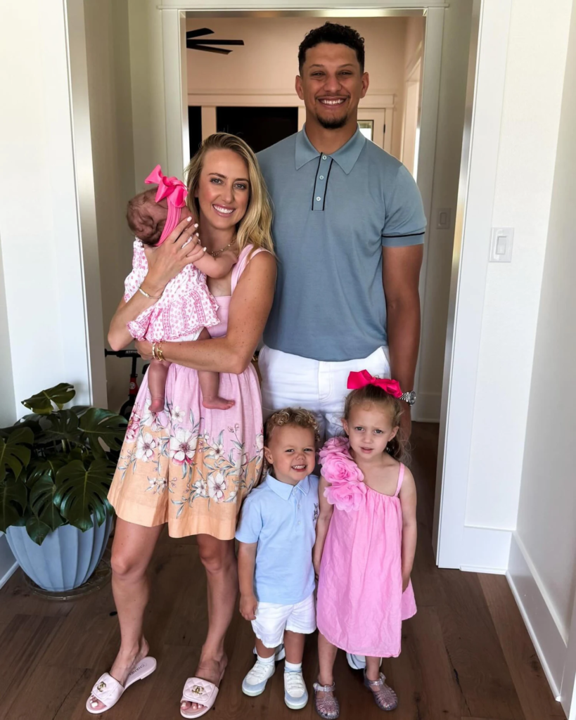 Patrick Mahomes and Brittany Mahomes and their kids