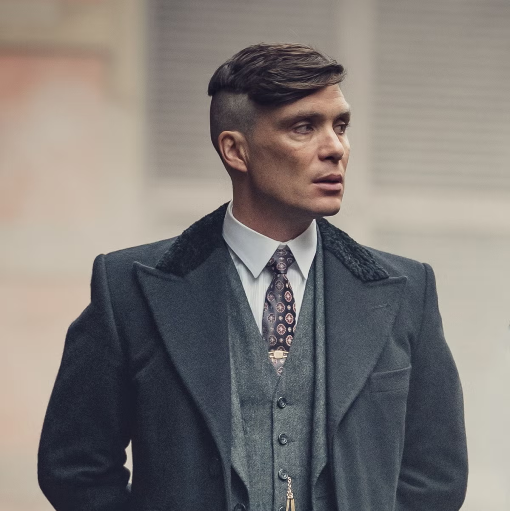 Cillian Murphy as the fictional character Thomas Shelby from the BBC period crime drama television series Peaky Blinders