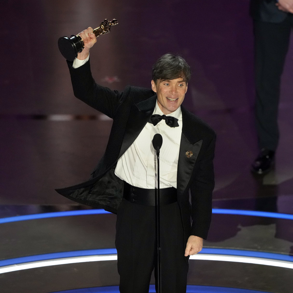 Cillian Murphy accepting the Academy Award for Best Actor at the 96th Oscars in March 2024