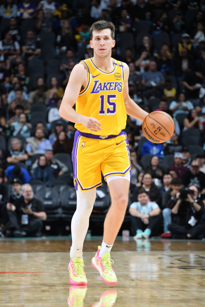 professional basketball player Austin Reaves during a Los Angeles Lakers game