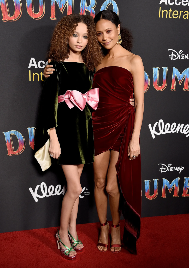 Thandiwe Newton and her daughter, Nico Parker, at the Dumbo premiere in Los Angeles in March 2019