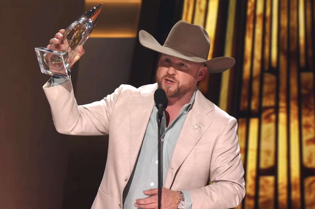 Cody Johnson accepting awards at the 61st Academy of Country Music Awards on May 17, 2026, in Las Vegas