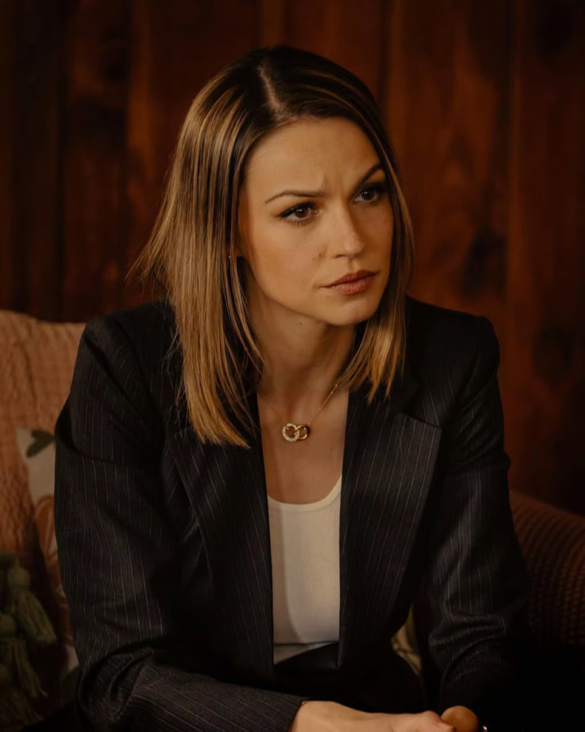Canadian actress Kayla Wallace in her role as Rebecca Falcone in the Paramount+ series Landman