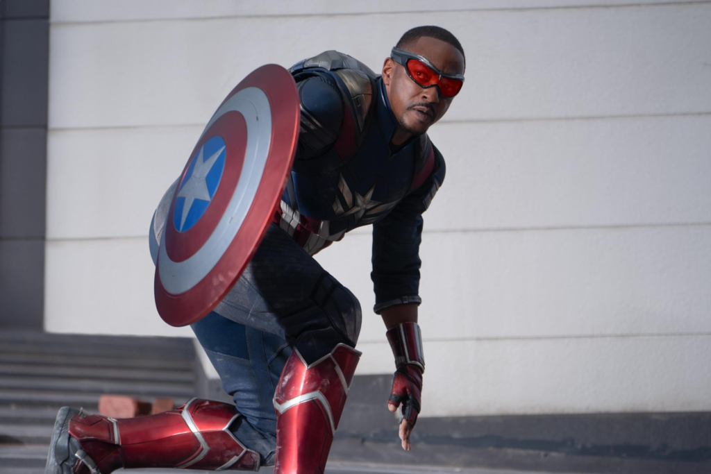 Anthony Mackie as Sam Wilson, who has officially taken up the mantle of Captain America