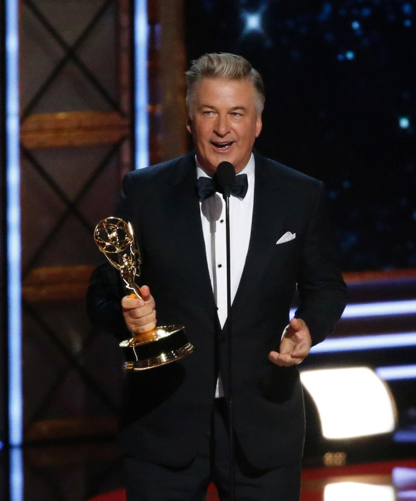 Alec Baldwin accepting his Emmy Award at the 69th Primetime Emmy Awards in 2017