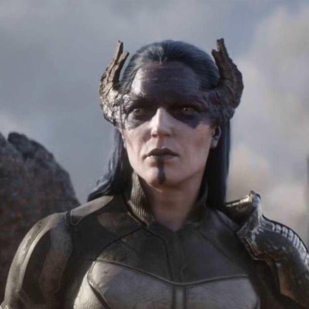 Carrie Coon portraying the Marvel character Proxima Midnight