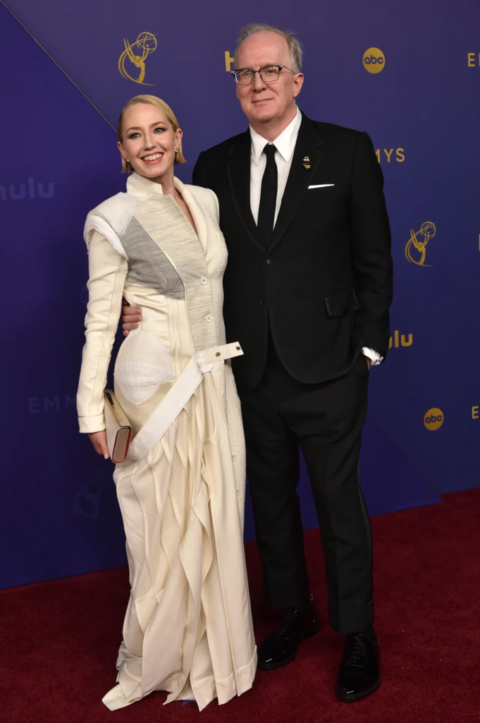 Carrie Coon and Tracy Letts on the red carpet at the 76th Primetime Emmy Awards