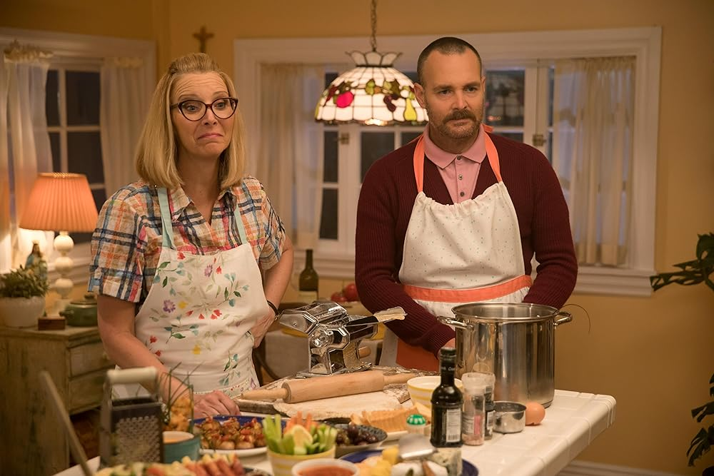 Lisa Kudrow and Will Forte in a scene from the 2019 comedy film Booksmart