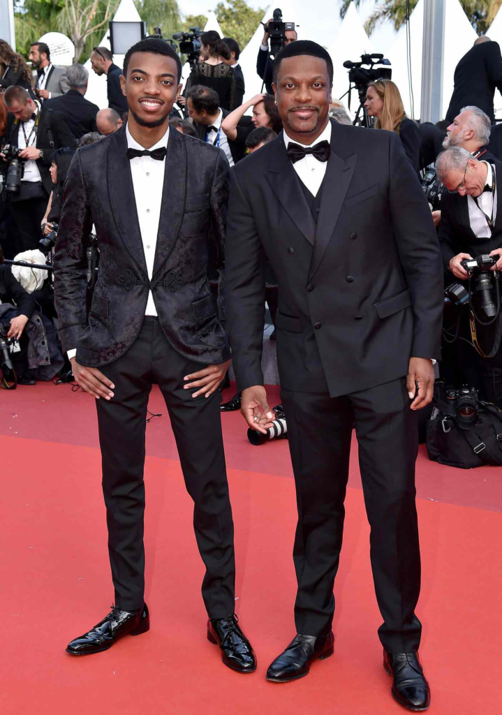 actor and comedian Chris Tucker alongside his son, Destin Christopher Tucker, at the 2019 Cannes Film Festival