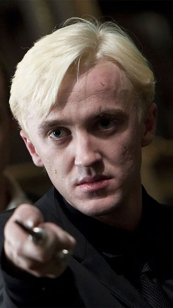 Tom Felton as the character Draco Malfoy from the Harry Potter film series